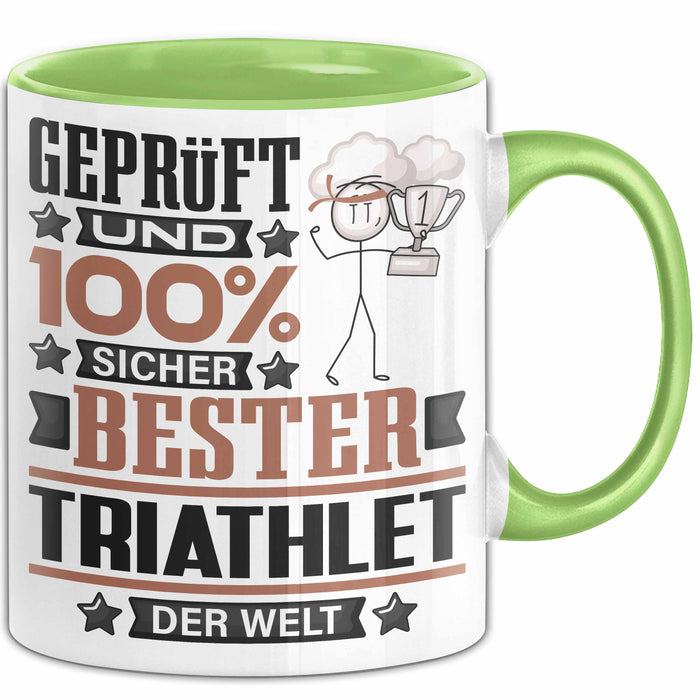 Triathlet Geschenk Lustiger Spruch für Triathlet Geschenkidee Bester Triathlet Der Welt Grün Trendation