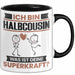Halbcousin Tasse Geschenk für Halbcousin Geburtstag Lustiger Spruch Kaffee-Becher Was Ist Deine Superkraft Schwarz Trendation