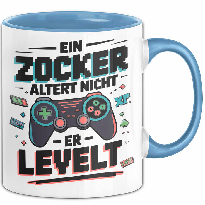 Gamer Geburtstag Tasse Geschenkidee Gamer Wird Nicht Älter Blau Trendation