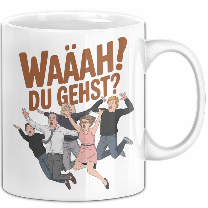 Büroarbeit Kollege Abschied Tasse Geschenk Lustige Geschenkidee Spruch Du Gehst Weiß Trendation