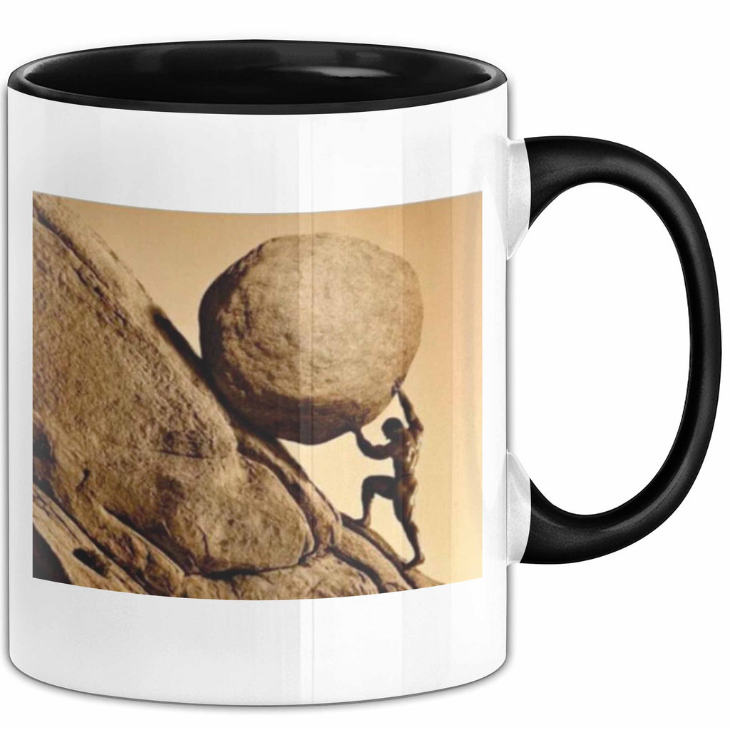 Samunshi Kaffeetasse 'Ich Denke An Bouldern' – 300 Ml, Keramik, Schwarz/weiß, Spülmaschinengeeignet
