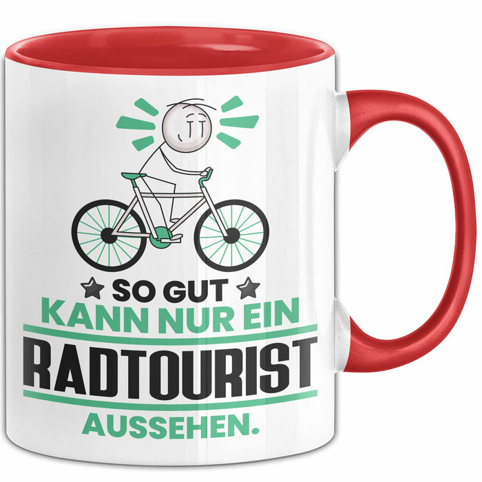Radtourist Geschenk Tasse So Gut Kann Nur Ein Radtourist Aussehen Geschenkidee Kaffee-Becher Rot Trendation