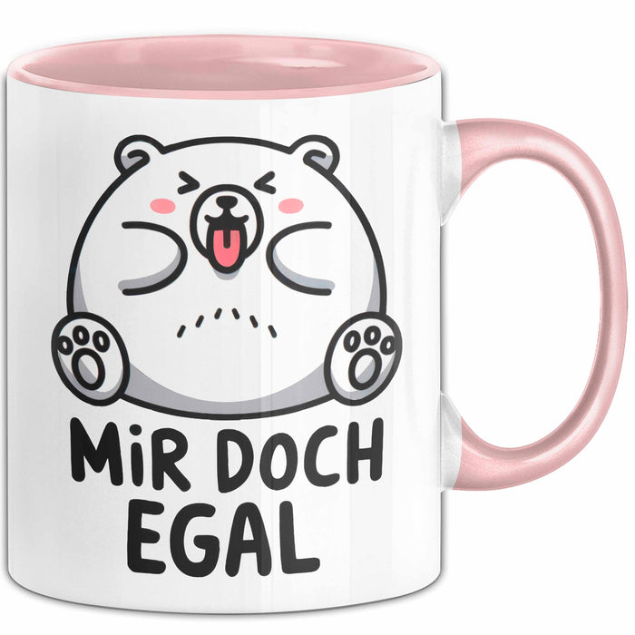 Sarkastischer Bär Tasse Geschenk Lustige Geschenkidee Spruch Mir Doch Egal Rosa Trendation
