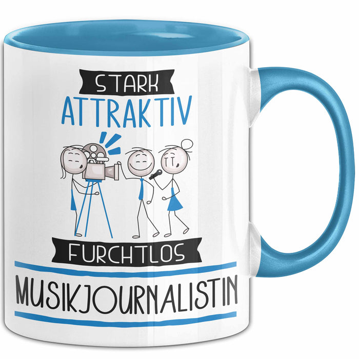 Musikjournalistin Tasse Geschenk Becher Stark Attraktiv Furchtlos Musikjournalistin Lustige Geschenkidee Blau Trendation