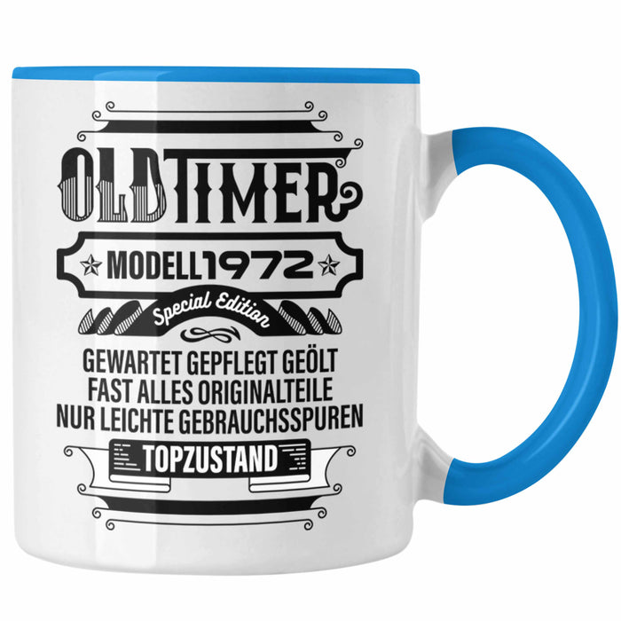 TRENDATION 50. Geburtstag Tasse Frau Mann Geschenk 50er Geschenkidee 50 Mutter Vater Blau Trendation