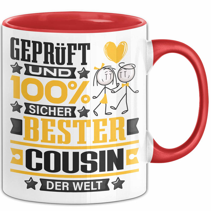 Cousin Geschenk Lustiger Spruch für Cousin Geschenkidee Bester Cousin Der Welt Rot Trendation