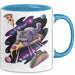 Pizzaesser Tasse Geschenk Katze isst Pizza im Weltall Lustig Blau Trendation