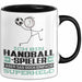 Handballspieler Geschenk Tasse Ich Bin Handballspieler Aber Sag Doch Einfach Superheld Lustige Geschenkdiee für Handballspieler Kaffee-Becher Schwarz Trendation