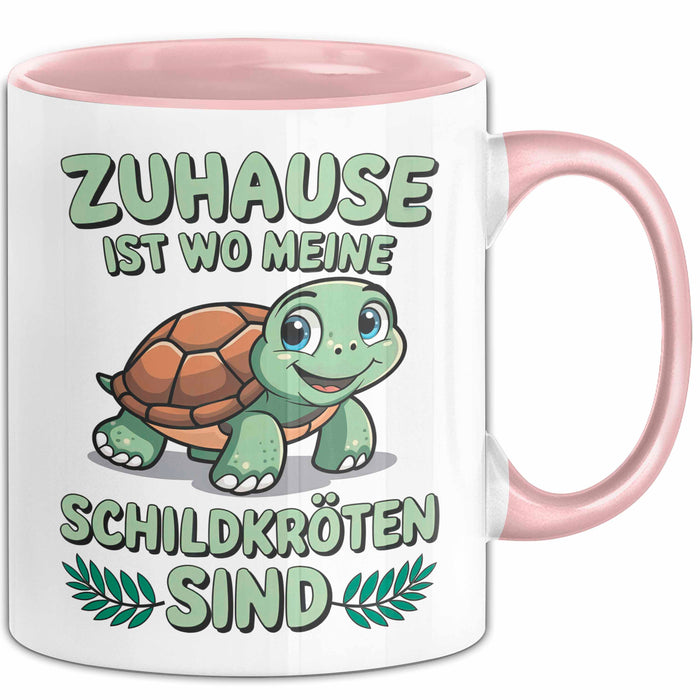 Schildkröte Tierliebhaber Tasse Geschenk Lustige Geschenkidee Spruch Zuhause Ist Wo Meine Schildkröten Sind Rosa Trendation