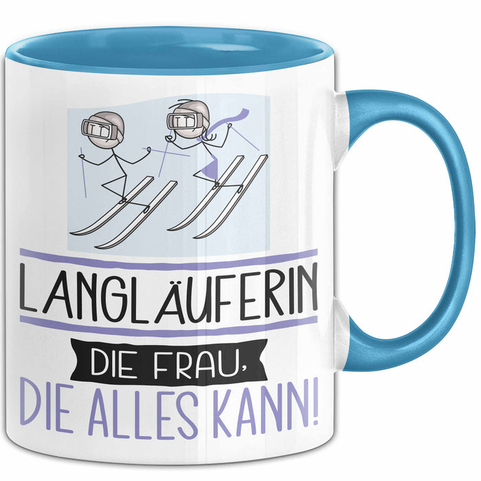 Langläuferin Geschenk Tasse Becher Die Frau Die Allen Kann Geschenkidee für eine Langläuferin Lustig Blau Trendation