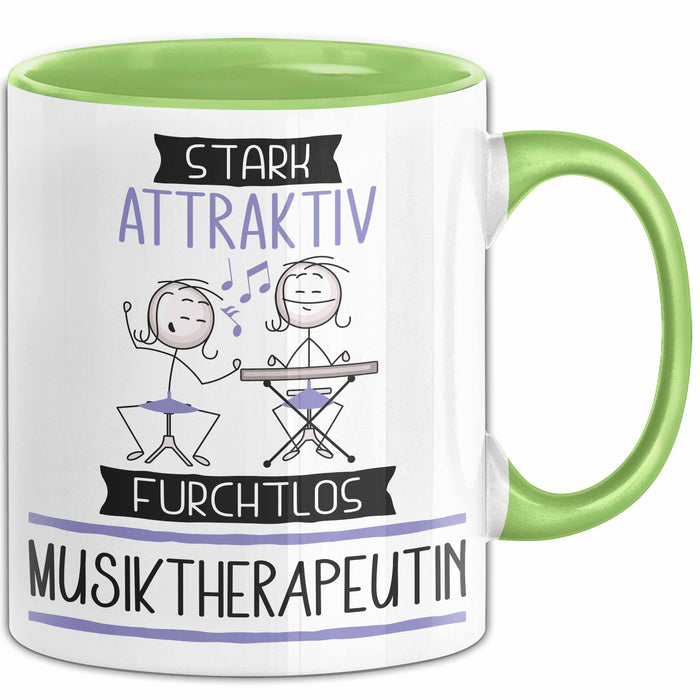 Musiktherapeutin Tasse Geschenk Becher Stark Attraktiv Furchtlos Musiktherapeutin Lustige Geschenkidee Grün Trendation