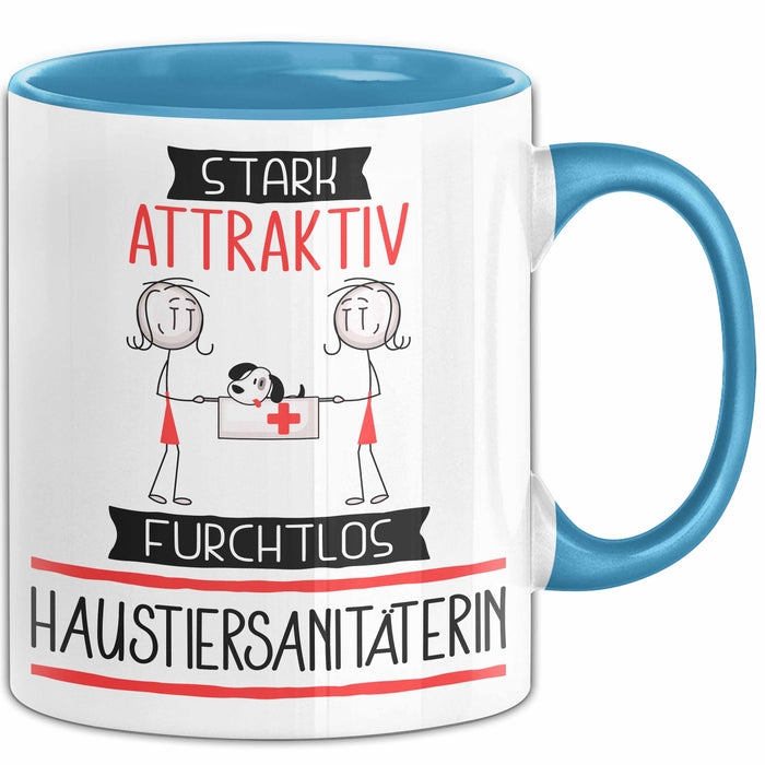 Haustiersanitäterin Tasse Geschenk Becher Stark Attraktiv Furchtlos Haustiersanitäterin Lustige Geschenkidee Blau Trendation