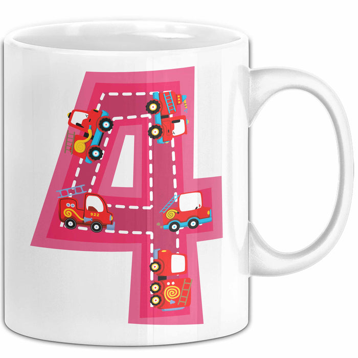 4. Geburtstag Tasse Geschenk Mädchen Jungs 4Er Geburstagsgeschenk Becher Weiß Trendation
