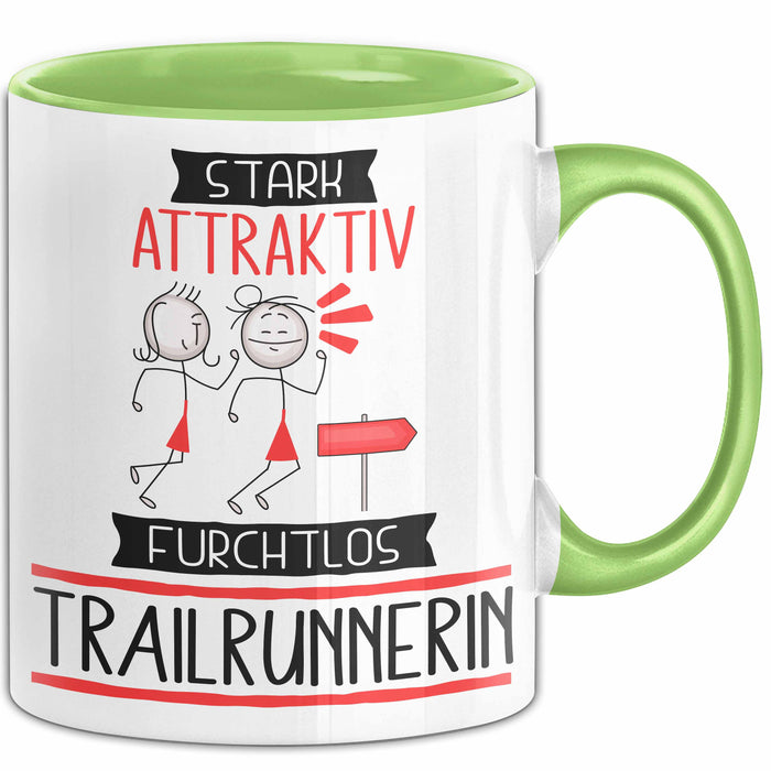 Trailrunnerin Tasse Geschenk Becher Stark Attraktiv Furchtlos Trailrunnerin Lustige Geschenkidee Grün Trendation