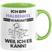 Halbenkel Geschenk Tasse Lustiger Spruch Ich Bin Halbenkel Warum Weil Ich Es Kann Geschenkidee Bester Halbenkel Geburtstag Kaffee-Becher Grün Trendation