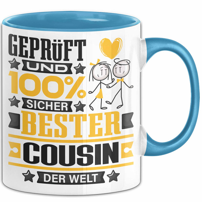 Cousin Geschenk Lustiger Spruch für Cousin Geschenkidee Bester Cousin Der Welt Blau Trendation