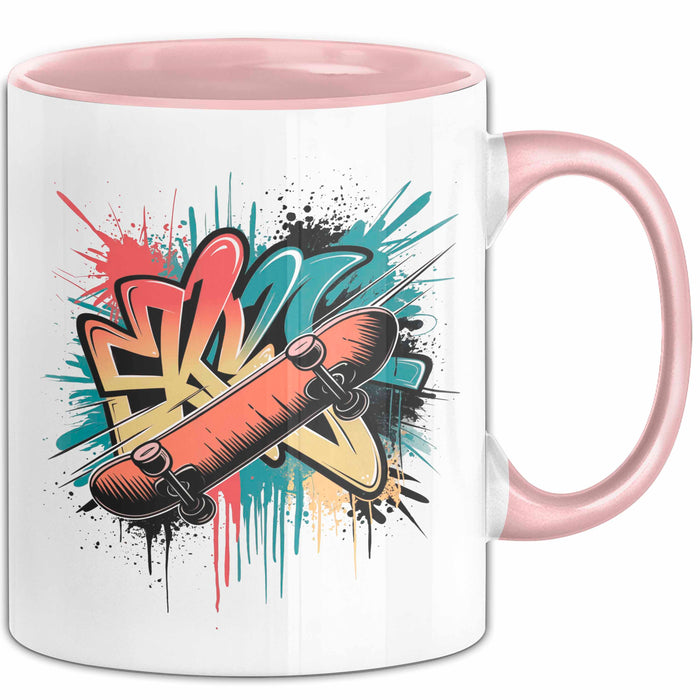 Skater Tasse Geschenkidee Skateboard Fan Lustiger Spruch Geschenkidee Lustig Rosa Trendation