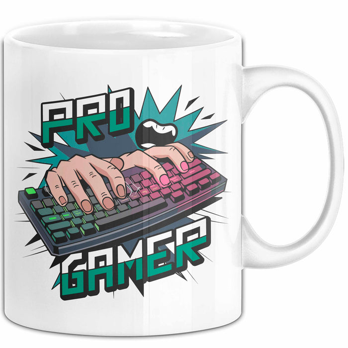 Pro Gamer Tasse Geschenkidee für Gaming Süchtige Weiß Trendation