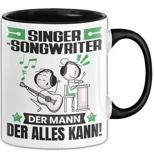 Singer-Songwriter Tasse Geschenk für Singer-Songwriter Der Mann Der Alles Kann Geschenkidee zum Geburtstag Schwarz Trendation