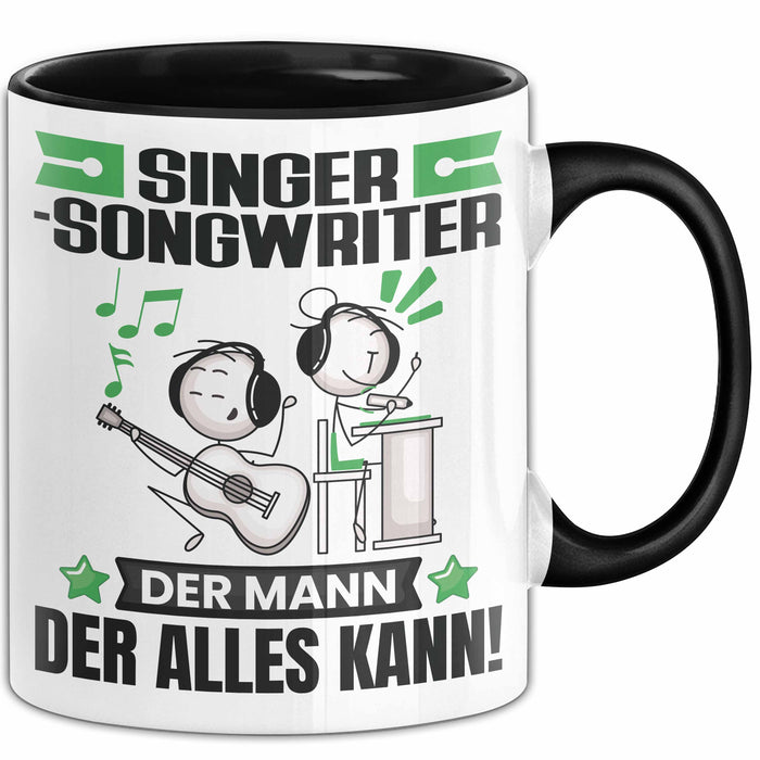 Singer-Songwriter Tasse Geschenk für Singer-Songwriter Der Mann Der Alles Kann Geschenkidee zum Geburtstag Schwarz Trendation