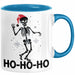 Skelett Weihnachten Geschenk Tasse Weihnachliches Skelett Grafik Geschenkidee Totenkopf Fans Tattoo Blau Trendation