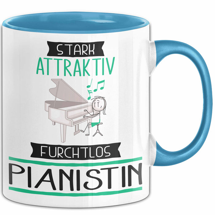 Pianistin Tasse Geschenk Becher Stark Attraktiv Furchtlos Pianistin Lustige Geschenkidee Blau Trendation