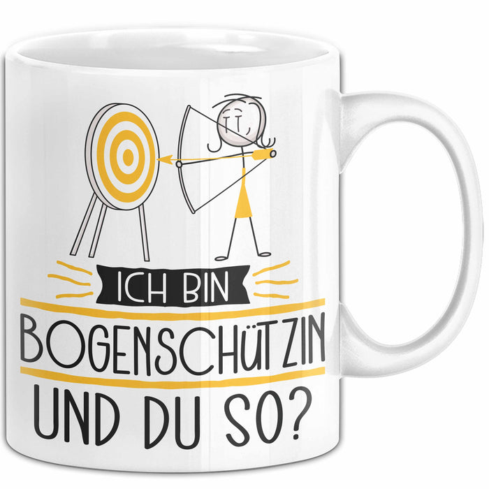 Bogenschützin Tasse Geschenk Ich Bin Bogenschützin Und Du So Geschenkidee Lustiger Spruch Becher Weiß Trendation