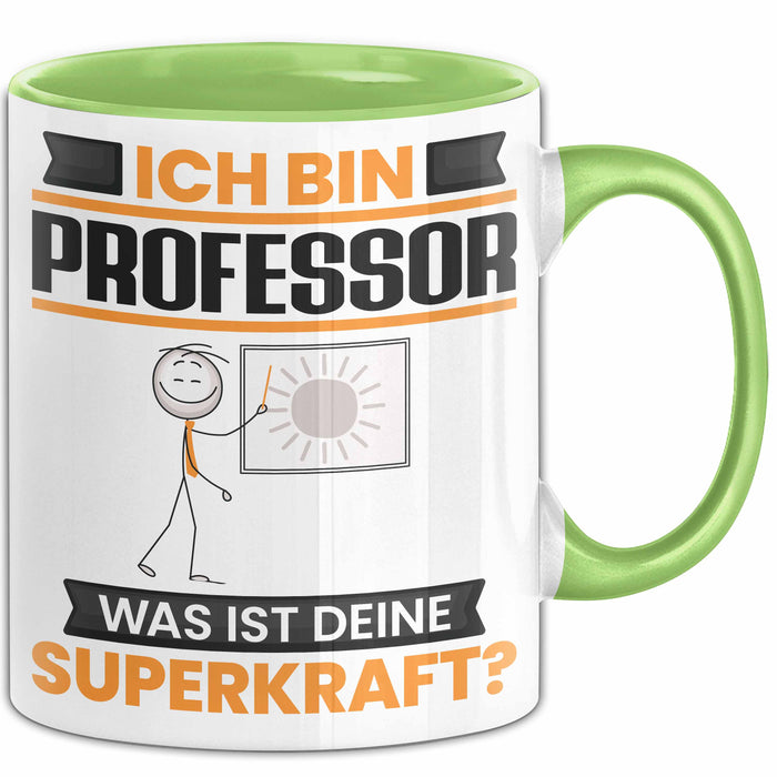 Professor Tasse Geschenk für Professor Geburtstag Lustiger Spruch Kaffee-Becher Was Ist Deine Superkraft Grün Trendation