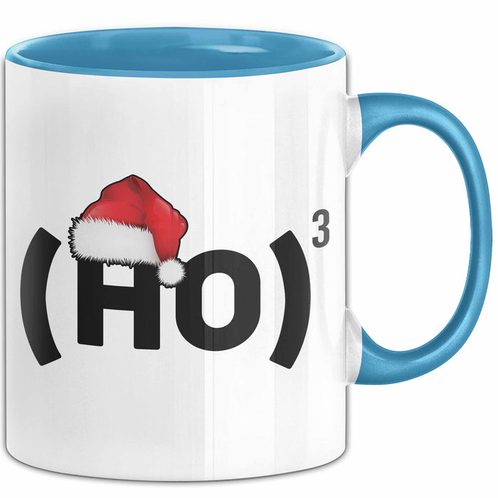 Chemielehrer Unterricht Tasse Geschenk Lustige Geschenkidee Spruch Ho Ho Ho Christmas Santa Blau Trendation