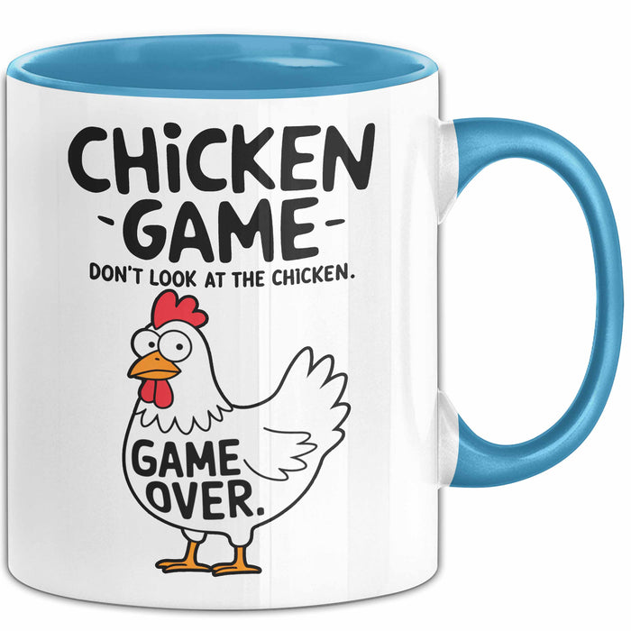 Sarkistisches Huhn Tasse Geschenk Lustige Geschenkidee Spruch Hühnerspiel Schau Nicht Auf Das Huhn Blau Trendation