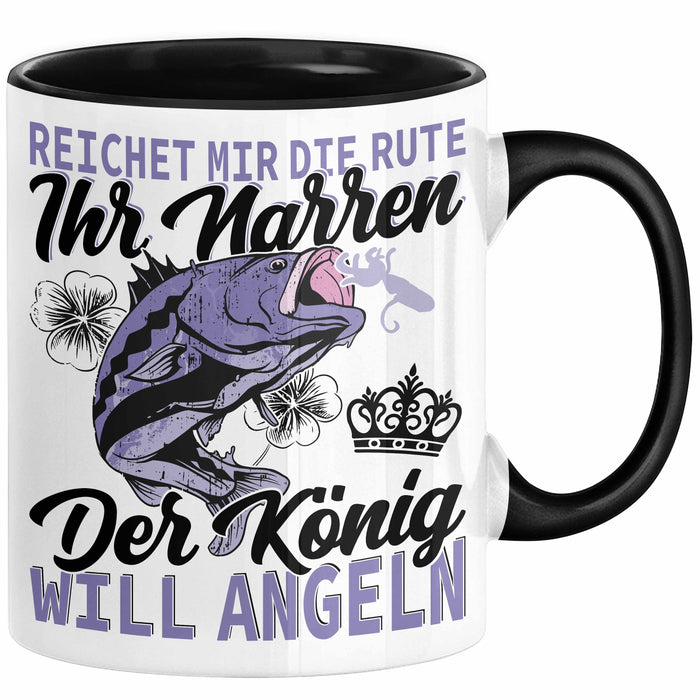Angler Geschenk Tasse Spruch Männer Angeln Geschenkidee Kaffee-Becher Fischer Angeln Schwarz Trendation