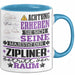 Zipliner Geschenk Tasse Lustiger Spruch Erheben Sie Sich Der Zipliner Betritt den Raum Blau Trendation