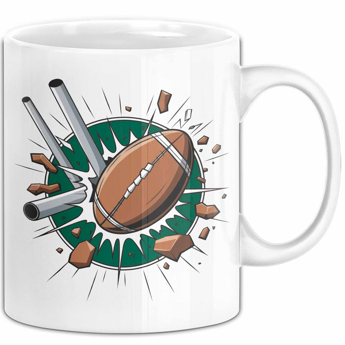 Rugby Fan Tasse Geschenkidee für Liebhaber harter Sportarten Weiß Trendation