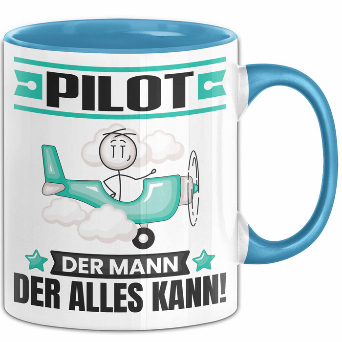 Pilot Tasse Geschenk für Pilot Der Mann Der Alles Kann Geschenkidee zum Geburtstag Blau Trendation