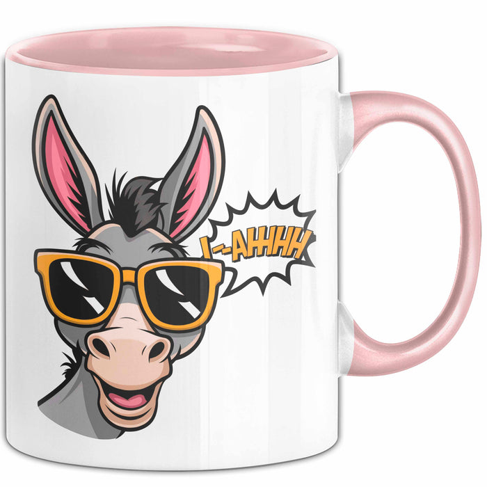 Esel Sonnenbrille Tasse Geschenk Lustige Geschenkidee Spruch Rosa Trendation