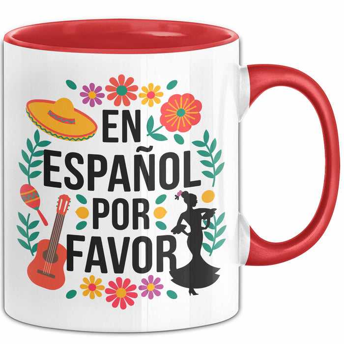 Spanischlehrer Unterricht Tasse Geschenk Lustige Geschenkidee Spruch En Español Por Favor Rot Trendation