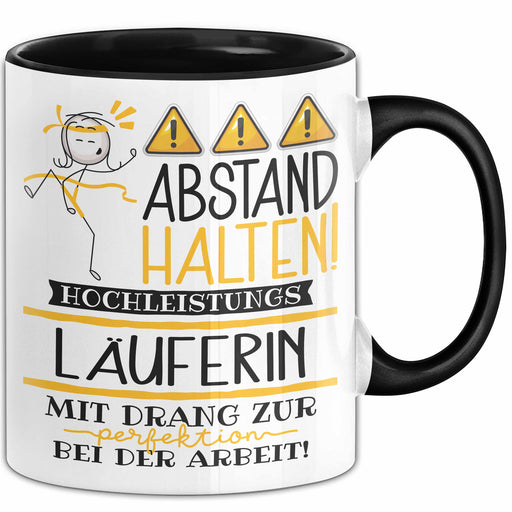 Läuferin Tasse Geschenk Lustig Abstand Halten Hochleistungs-Läuferin Mit Drang Zur Perfektion Bei Der Arbeit Trendation
