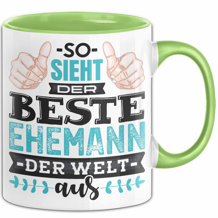 Witzige Tasse Geschenk So Sieht Der Beste Ehemann Der Welt Aus Grün Trendation