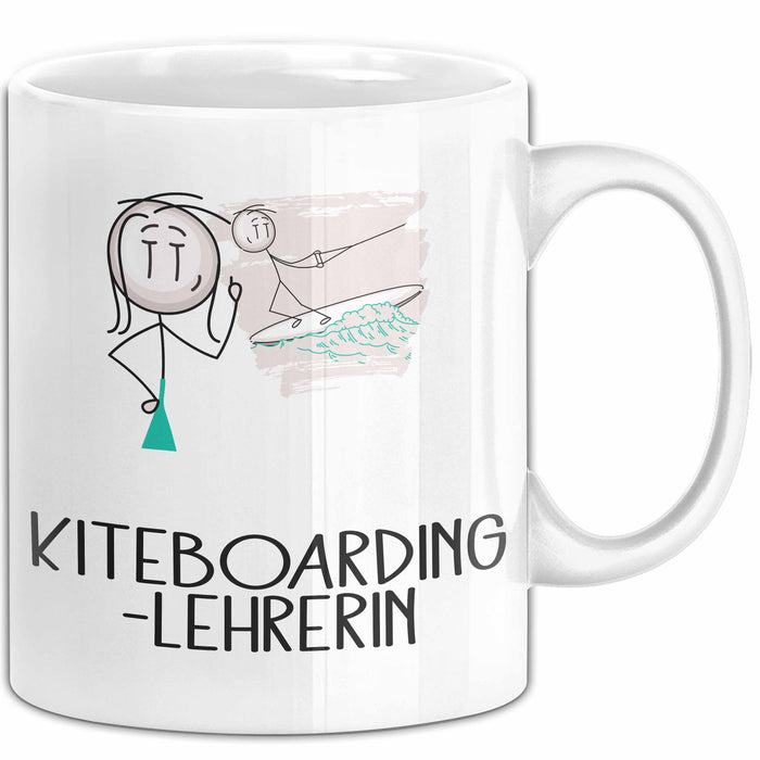 Geschenk für Kiteboarding-Lehrerin Tasse Lustige Geschenkidee Geburtstag Ich Bin Kiteboarding-Lehrerin Ich Darf Das Weiß Trendation
