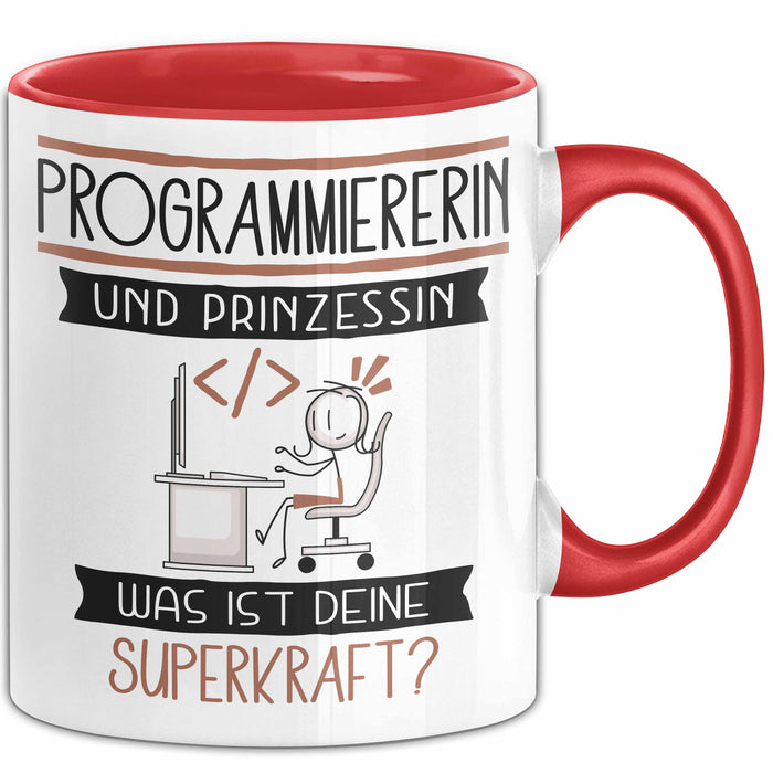Programmiererin Und Prinzessin Tasse Geschenk Für Eine Programmiererin Geburtstag Was Ist Deine Superkraft Rot Trendation