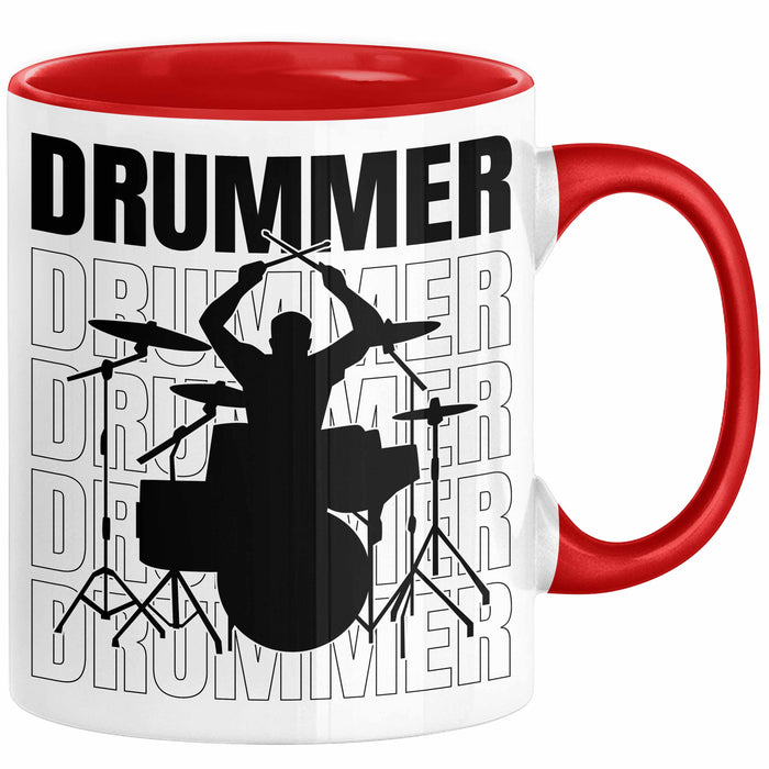 Drummer Schlagzeug-Spieler Geschenk Tasse Geschenkidee Kaffee-Becher Schlagzeuger Rot Trendation