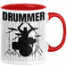 Drummer Schlagzeug-Spieler Geschenk Tasse Geschenkidee Kaffee-Becher Schlagzeuger Rot Trendation