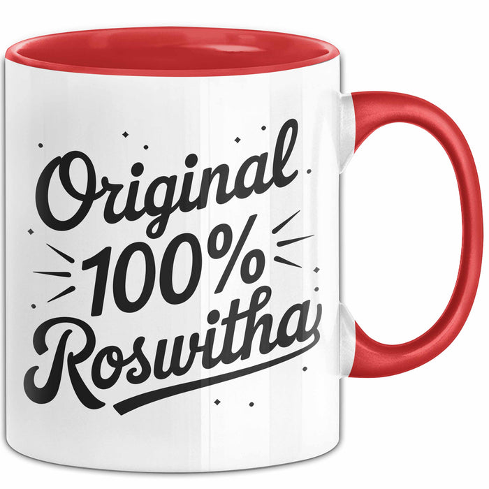 Roswitha Tasse Geschenk Original 100% Roswitha Geschenkidee Geburtstag Rot Trendation