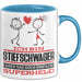 Stiefschwager Geschenk Tasse Ich Bin Stiefschwager Aber Sag Doch Einfach Superheld Lustige Geschenkdiee für Stiefschwager Kaffee-Becher Blau Trendation