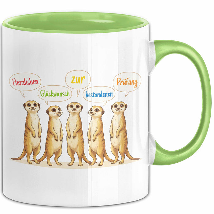 Schüler Abschluss Tasse Geschenk Lustige Geschenkidee Spruch Herzlichen Glückwunsch Zur Bestandenen Prüfung Grün Trendation