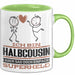 Halbcousin Geschenk Tasse Ich Bin Halbcousin Aber Sag Doch Einfach Superheld Lustige Geschenkdiee für Halbcousin Kaffee-Becher Grün Trendation