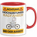 Radfahrer Tasse Geschenk Lustiger Spruch Geschenkidee für Radfahrer Achtung Hochleistungs Radfahrer Bei Der Arbeit Trendation