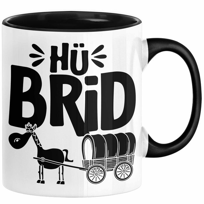Hü Brid Tasse Geschenk Esel Hybrid Lustiges Hybrid Auto Pferd Esel Geschenkidee E-Auto Elektroauto Schwarz Trendation