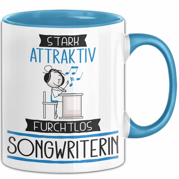 Songwriterin Tasse Geschenk Becher Stark Attraktiv Furchtlos Songwriterin Lustige Geschenkidee Blau Trendation