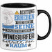 Windsurfer Geschenk Tasse Lustiger Spruch Erheben Sie Sich Der Windsurfer Betritt den Raum Schwarz Trendation
